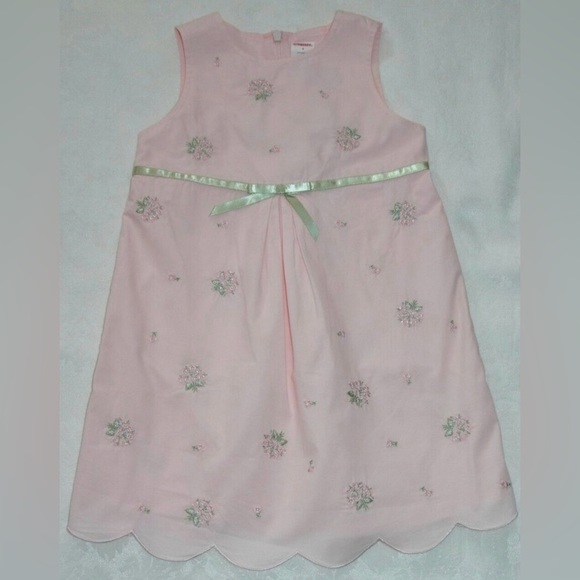 Gymboree EASTER GARDEN BLOOM Pink Dress w/ Floral Embr Green Ribbon Size 8 - Picture 1 of 4